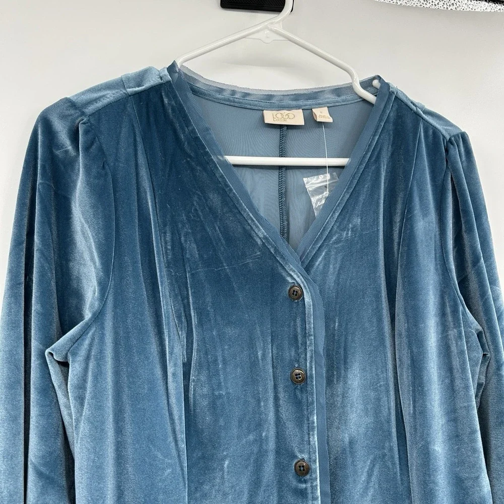 Logo Lavish Lori Goldstein Velvet Button Down Top Small Whimsigoth Boho Romantic